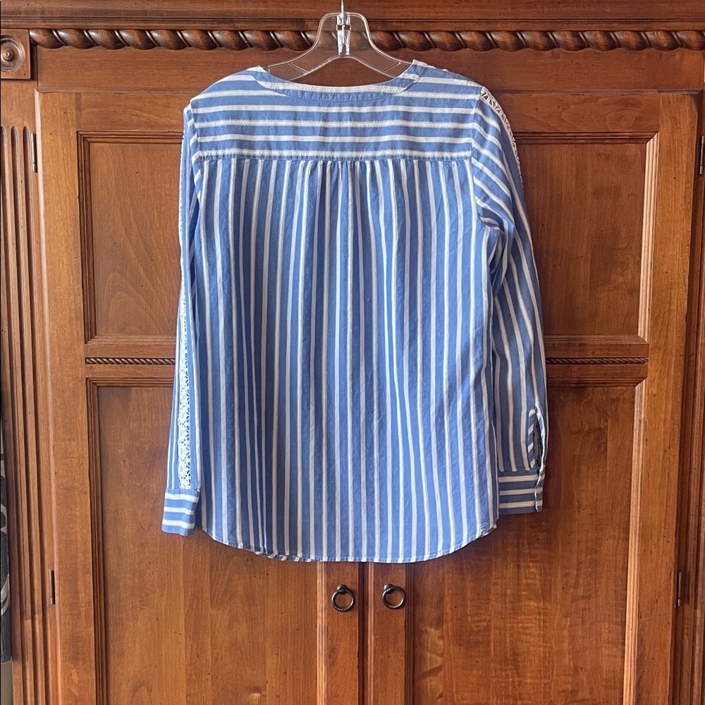 Talbots Blue and White Striped Button-Up Top - Picture 4 of 5